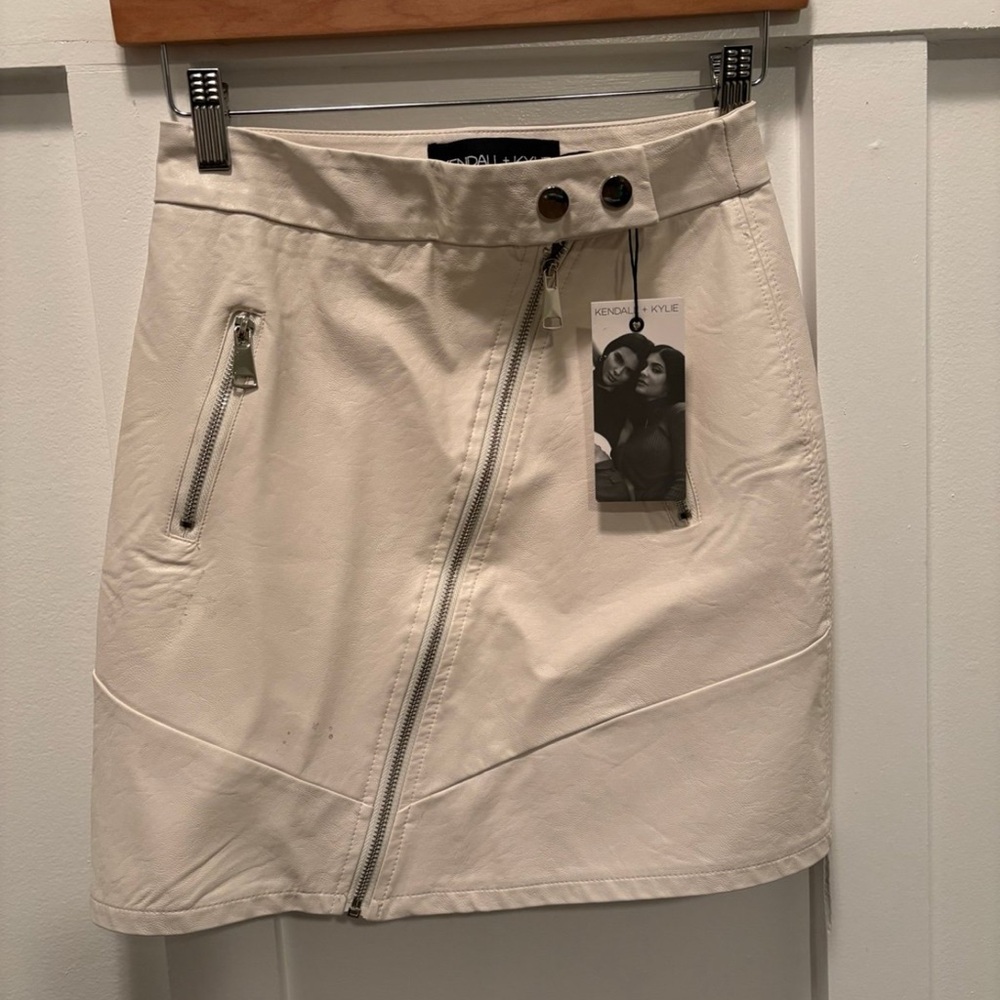 Kendall & Kylie Cream Asymmetrical Wrap Mini Skirt